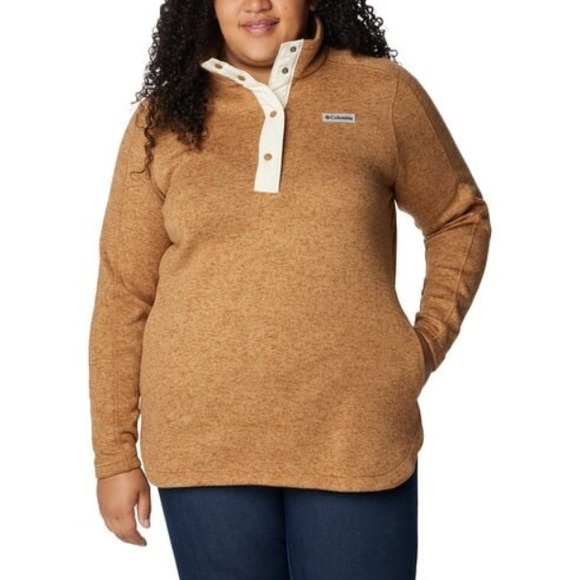 Cloumbia Women's 2X Sweater Weather Fleece Tunic Camel Brown Pullover NWT - Picture 1 of 16
